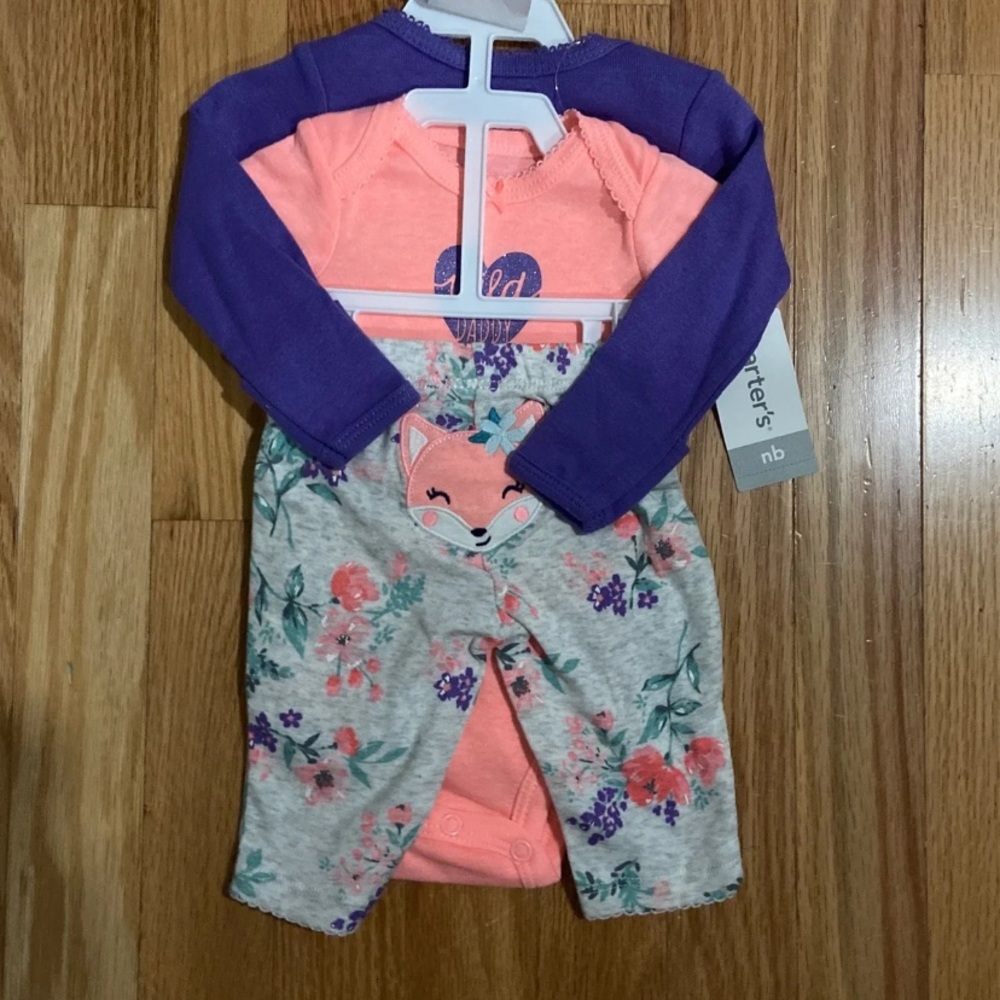 NWT Carter's 3 Piece Little Character Set Fox NB